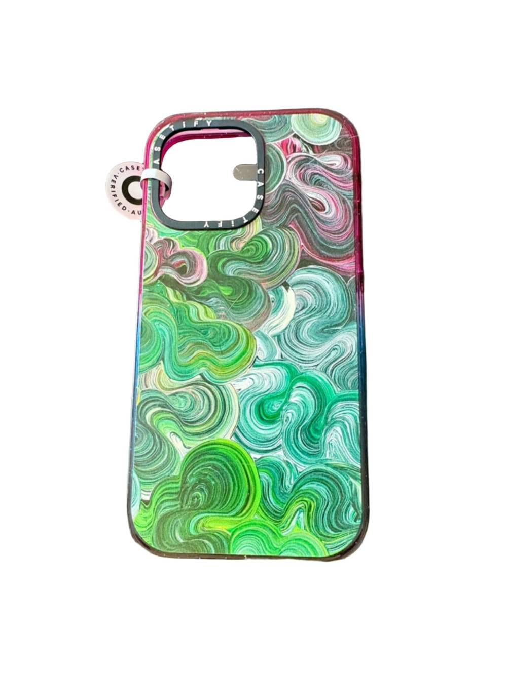 Casetify Green and Pink Swirl Phone Case